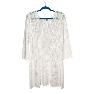 NWOT Jessica London Sweater Dress Tunic White Open Knit Size 18/20